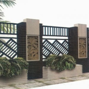 Pagar Rumah Minimalis Modern Besi dan tanaman