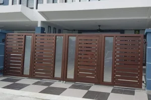 pagar aluminium finishing kayu