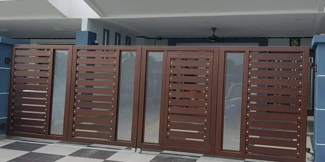 pagar aluminium finishing kayu
